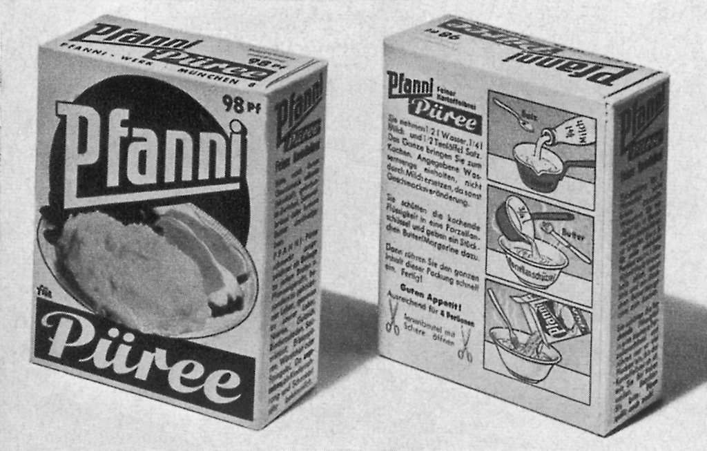 Ausgezeichnete Verpackung für Kartoffelpüree (1963).