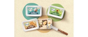 Becel Produktinnovationen in purem, natürlichen Design mit Anwendungstipps auf der Siegelfolie. Bild: Hajok Design