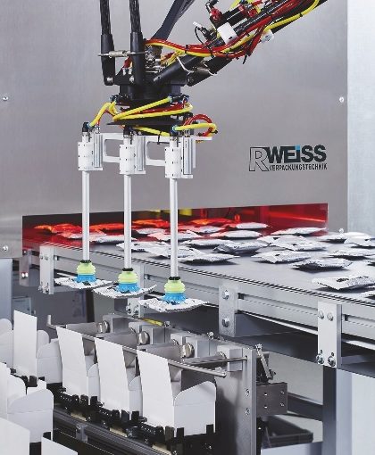 Die Steuerung der Delta-Roboter übernimmt die B&amp;R-Steuerung. Anwender können die Roboterbewegungen bei Format- oder Produktwechseln über die Bedienerschnittstelle einfach anpassen. (Bild: R.Weiss)