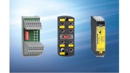 v.l.n.r.: Das passive Verteilermodule PDM, die passive Feldbox PFB und die aktive Eingangserweiterungen SRB-E von Schmersal.