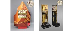 Bronze-Gewinner: 1/4 Palettendisplay „Swiss Delice” und Gold-Gewinner: Standdisplay „False Lash Epic Mascara”. (Bilder: Thimm)