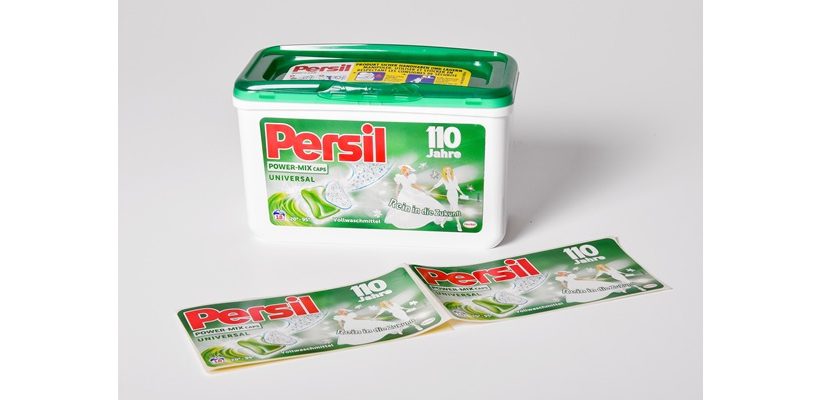 Das klassische grüne Etikett im Retro-Design ziert die Jubiläumsverpackung zum 110. Geburtstag von Persil.
