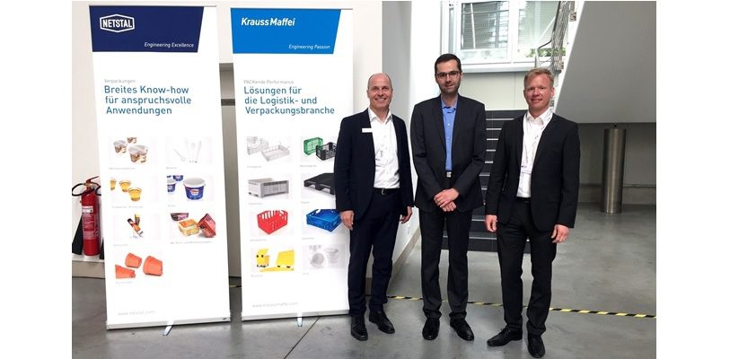 (von links nach rechts): Klaus Zeiler (KraussMaffei), Marco Roth (Roth Werkzeugbau) und Thorsten Just (Netstal Deutschland) beim Roth Packaging Day