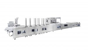 Innerhalb des Rahmens arbeiten bei der Thermoformmaschine VMAX standardisierte Module – individuell kombinierbar für maßgeschneiderte Produktionen. Bild: Weber Maschinenbau