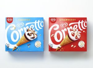 Der Logo-Schriftzug von Cornetto wurde vereinfacht. (Bild: Langnese)