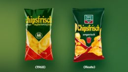 Verpackung von „Chipsfrisch ungarisch“ 1968 und heute