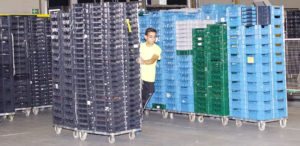 Etwa 400.000 schwarze, blaue und grüne Transportboxen, starr oder faltbar, mit und ohne Deckel, gemischt auf den Paletten, müssen täglich sicher erkannt werden. (Bild: broesele)