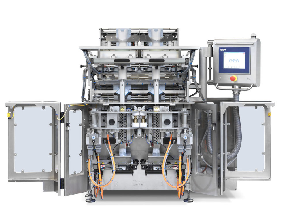 Die neue GEA TwinTube Verpackungsmaschine ist mit Doppelflügeltüren ausgestattet, die eine schnelle und einfache Wartung und gute Sicht auf den Siegelbereich ermöglichen. (Bild: GEA)