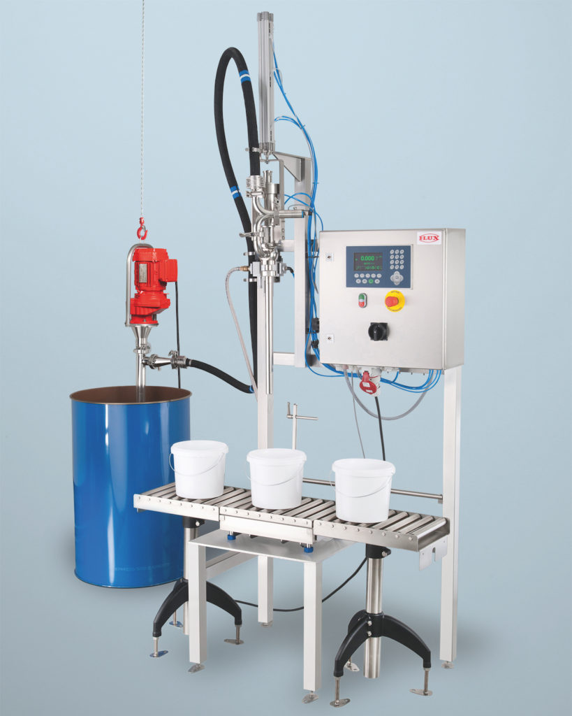 Das Gesamtsystem mit Rollenbahn für den Einsatz im Food-Bereich. (Bild: FLUX-Geräte GmbH)