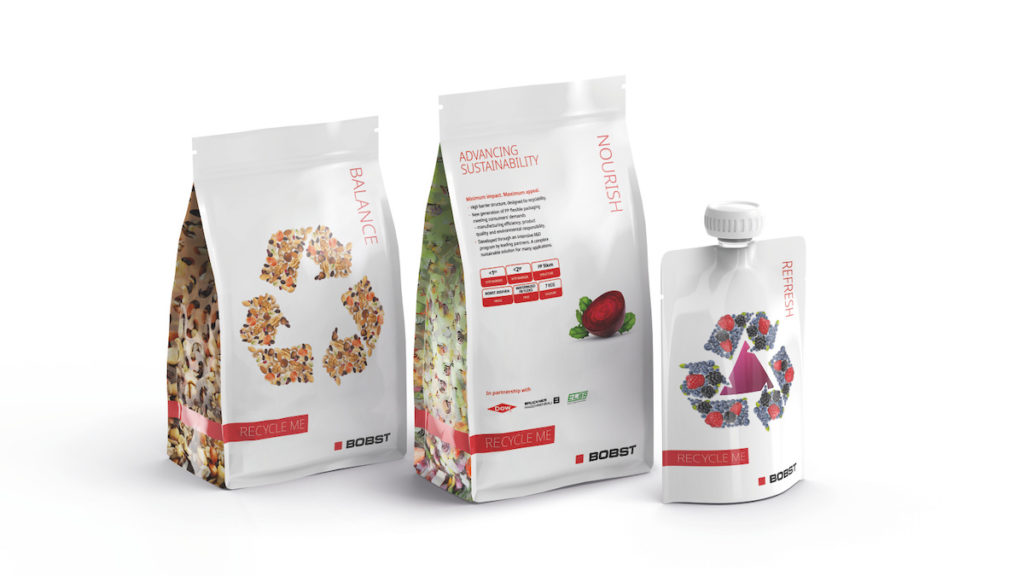 Auf der K 2019 werden die verschiedensten Standbodenbeutelarten aus Monomaterialien präsentiert (Bild: Bobst)