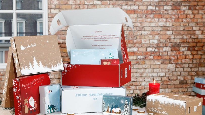 Bei Cartonara gibt es in der Winterzeit individualisierbare Versandverpackungen im weihnachtlichen Design. (Bild: Thimm Group GmbH + Co. KG)