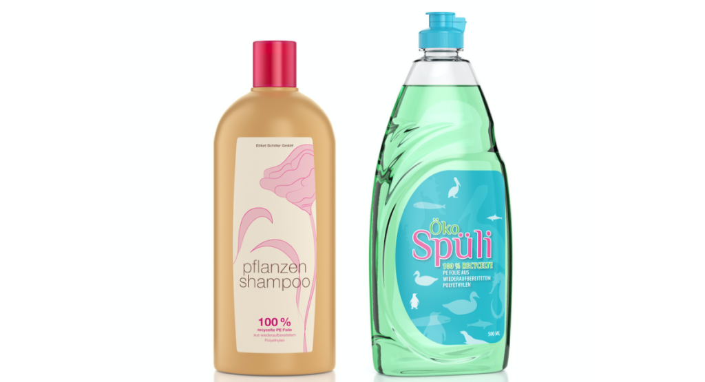 Die Recycling PE-Folie eignet sich für Produkte aus der Lebensmittel-, Getränke- sowie Kosmetikbranche. (Bild: Etiket Schiller GmbH)