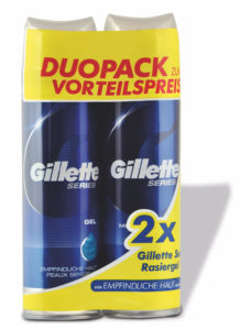 Duopack Rasiergel verpackt in eine bedruckte PET-Schrumpffolie. (Bild: Illert GmbH & Co. KG)