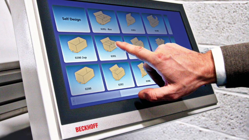 Touchscreen für einfache Auswahl des richtigen Schachteltyps aus der FEFCO Code-Bibliothek. Bild: Kolbus