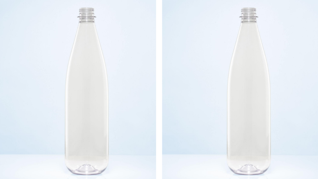 Transparente PET-Flasche mit hohem Rezyklatanteil