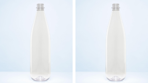 Transparente PET-Flasche mit hohem Rezyklatanteil