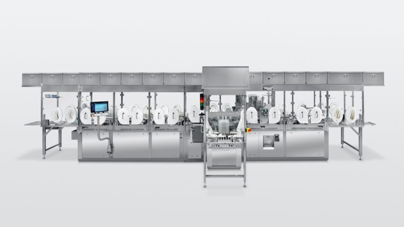 Verpackungslinie für die aseptische Montage von Feststoffimplantatspritzen