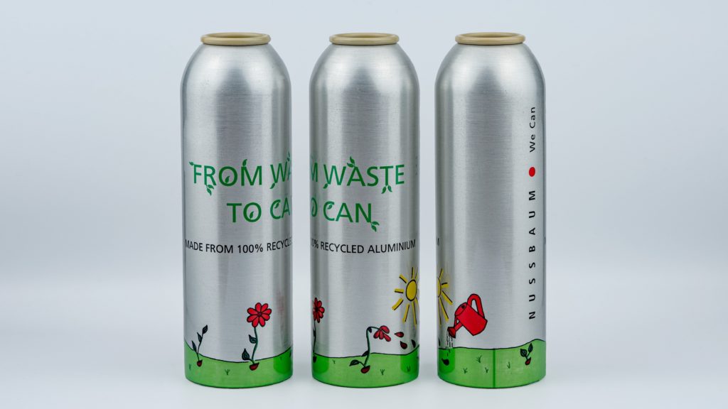 Aerosoldosen aus 100% PCR-Recycling Aluminium (Nussbaum)