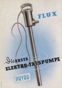 Das Bild zeigt die erste elektrische Fasspumpe, die auf den Namen FLUX getauft wurde.