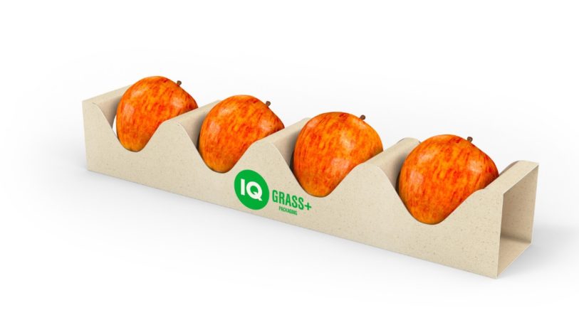 Verpackung aus Graspapier von Mondi Uncoated Fine Paper für vier Äpfel