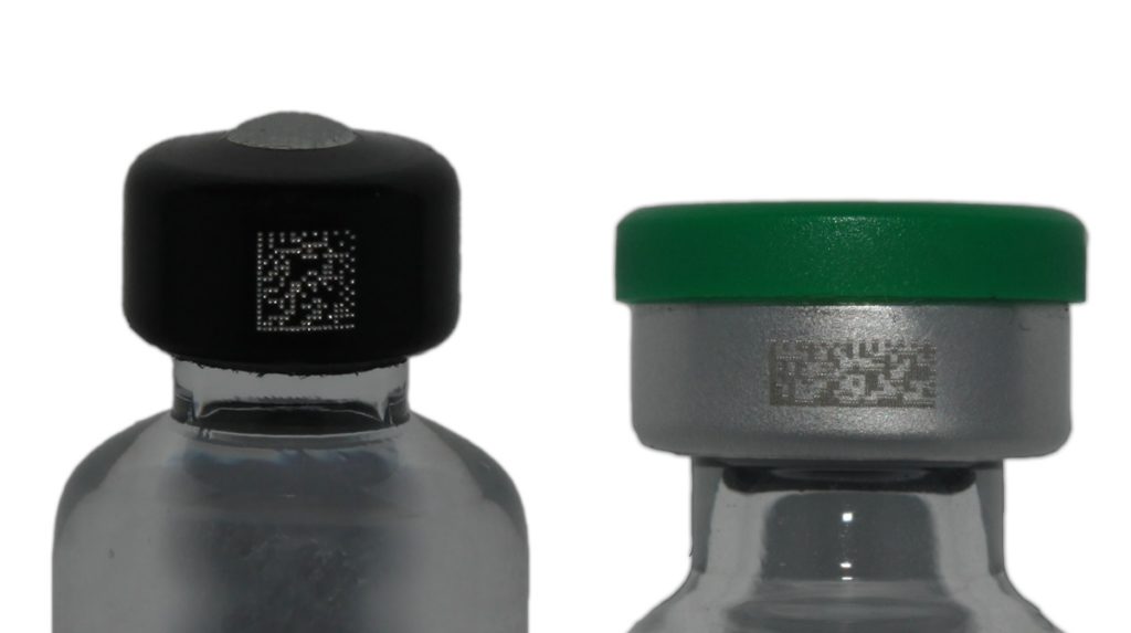 Eindeutige Kennzeichnung von Vials (rechts) und Zylinderampullen (links).