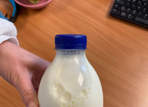 Best before date printed on the milk bottle