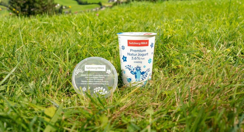 Joghurtbecher mit wiederverwendbarem Deckel von Greiner