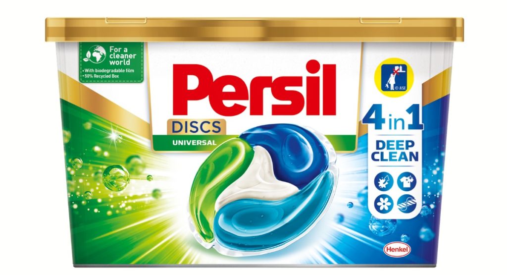 Persil 4in1 DiscsVerpackung aus Karton Kunststoff Material