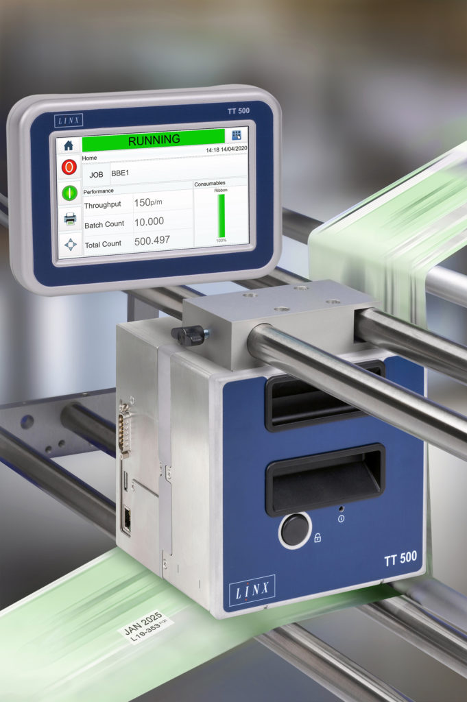 Thermotransferdirektdrucker Linx TT 500 an der Produktionslinie