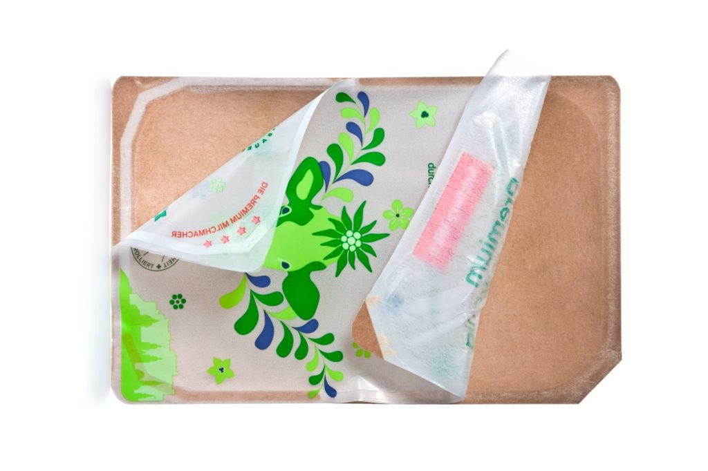 Example of paper-based MAP cheese packaging that can be produced with the GEA PowerPak PLUS packaging machine.