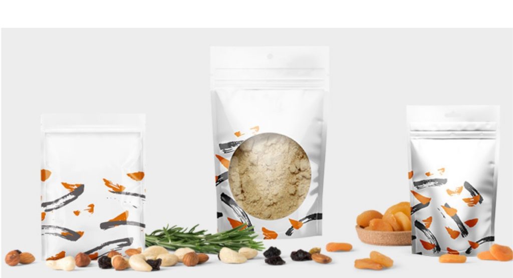 Drei bedruckte Beutelverpackungen von Labelprint24