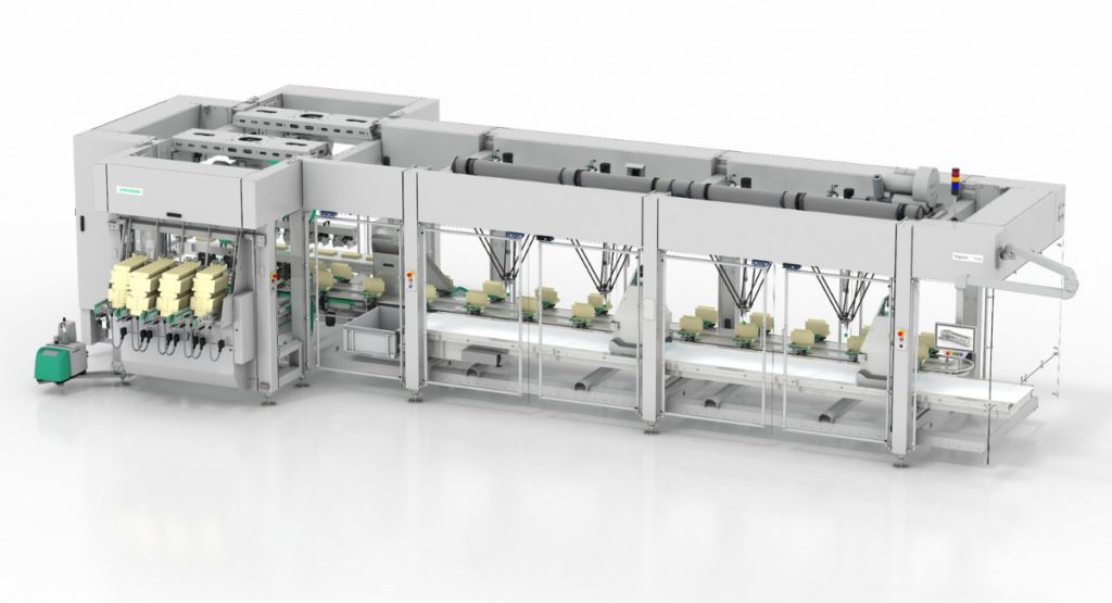 Kartonierer Sigpack TTMD mit integrierten Delta Robotern