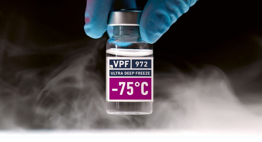 Glass-Vial Etikett mit Ultra Deep Freeze Haftklebstoff