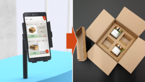 Das Bild zeigt eine App mit der ein Unternehmen die passende Versandbox bestimmen kann