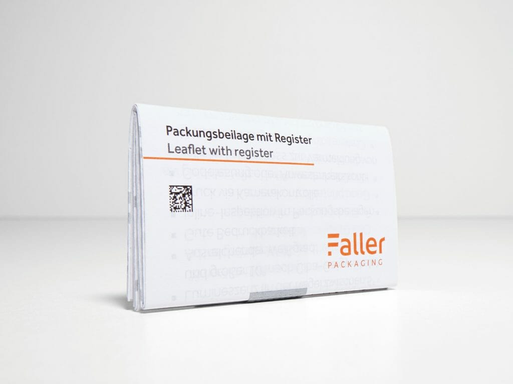 Faller Packungsbeilage mit Register