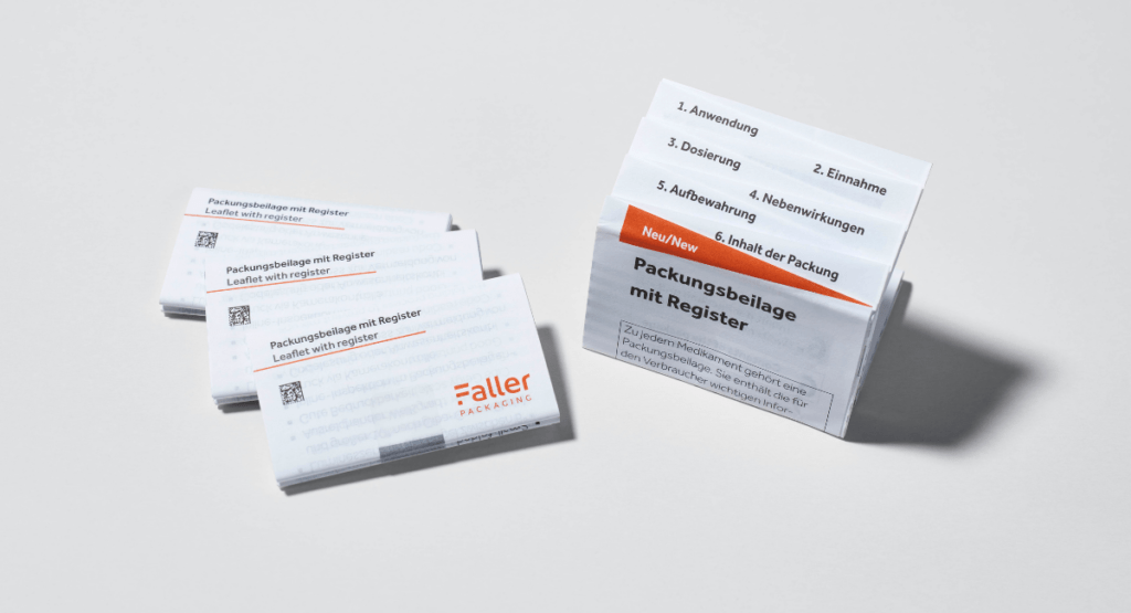 Faller Packungsbeilage mit Register
