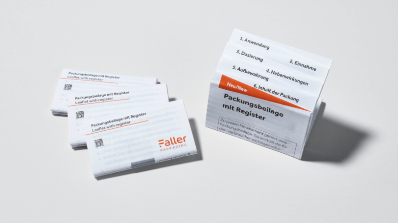 Faller Packungsbeilage mit Register