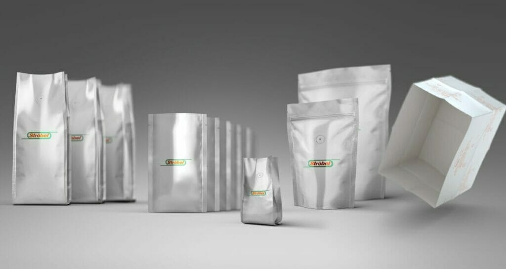 Aromaschutzbeutel, Beutel und Hauben der bisherigen Alu-Line von Ströbel.