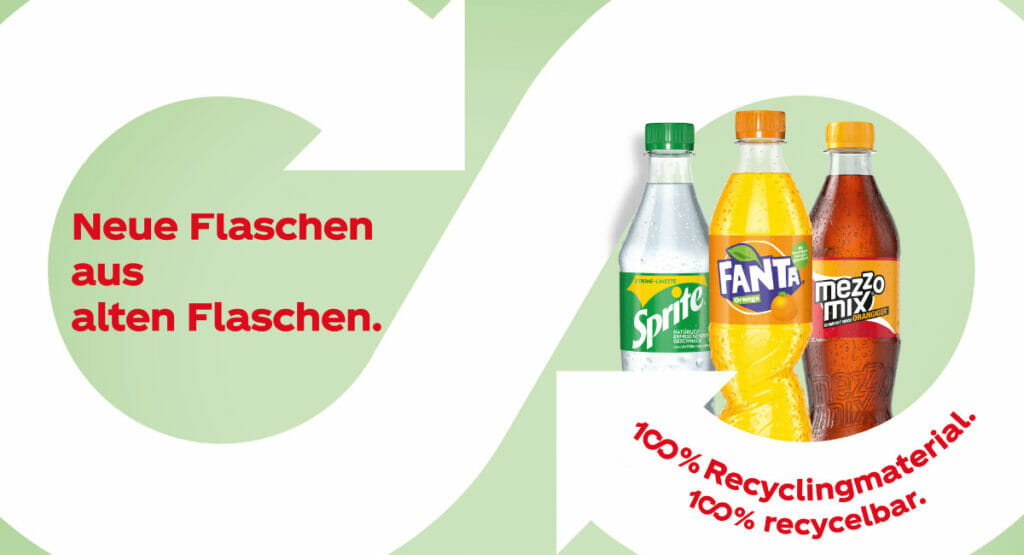 Coca-Cola verkauft ab sofort Getränke seiner Kernmarken in Flaschen aus 100 Prozent recyceltem PET