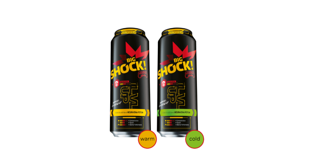 Zwei thermochrome Big-Shock-Getränkedosen