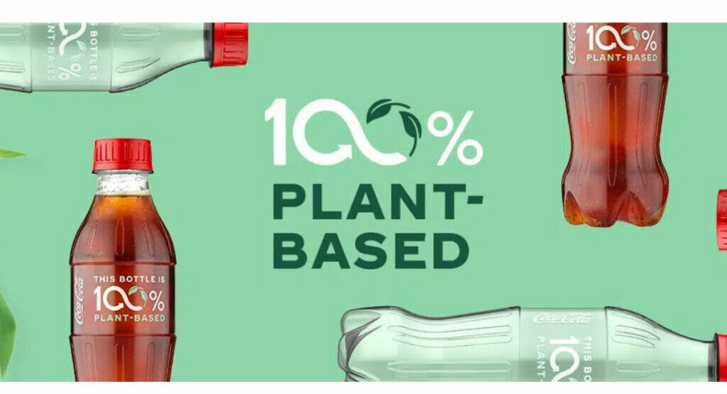 Coca cola Flaschenprototyp 100% pflanzenbasiert
