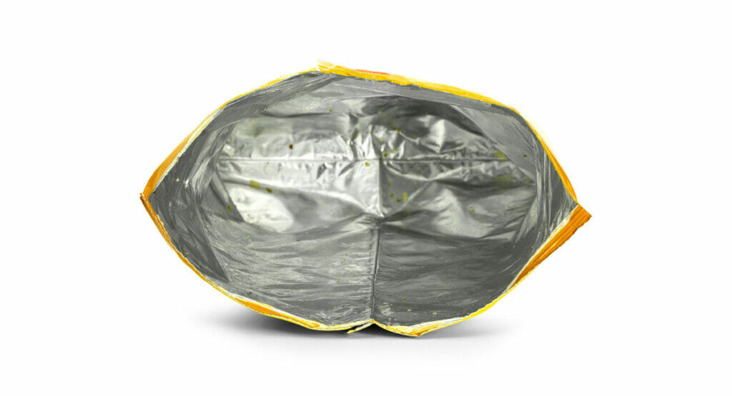 Eine leere Chips-Verpackung