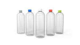 Fünf Ein-Liter-PET-Flaschen von Berry M&H