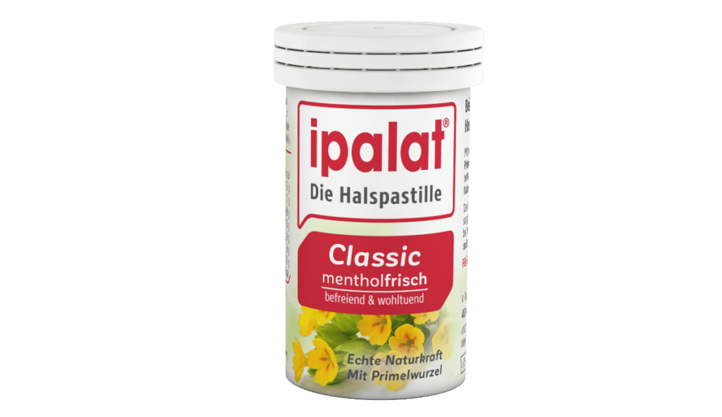 Die Vorgängerversion der Verpackung, in der die Ipalat-Halspastillen bis 2020 auf dem Markt waren.