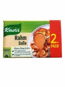 Die "Rahm-Soße" von Knorr enthält bei gleichbleibendem Preis statt drei nur noch zwei Soßen in der Verpackung.