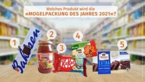 Mogelpackung des Jahres: Übersichtsbild der Kandidaten 2021.