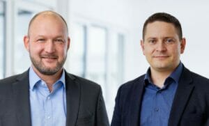 Together they are responsible for the reorganisation at Faller's Schopfheim site: Tim Santo, Head of Business & Customer Centricity (l.) and Matthias Schmieder, Director Business Unit Labels.