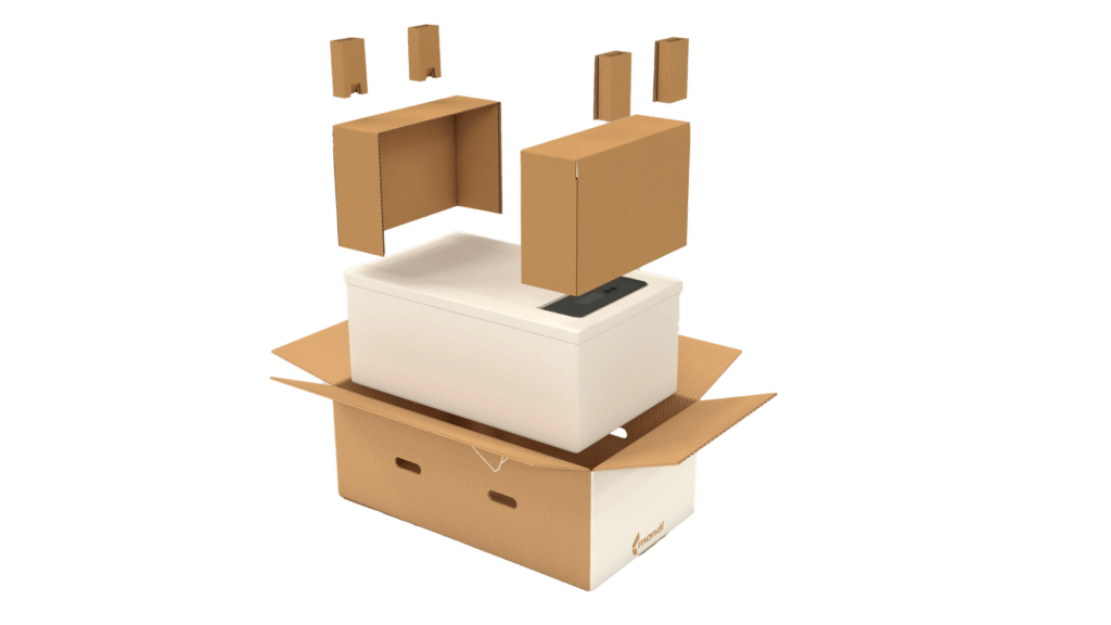 Für Warmhaus hat Mondi eine Verpackungslösung aus recycelbarer Wellpappe entwickelt. So kann auf Schaumstoffeinlagen aus expandiertem Polystyrol (EPS) verzichtet werden.