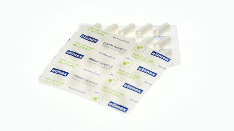 Bild von zwei Blister-Verpackungen vom Hersteller Etimex mit Tabletten.