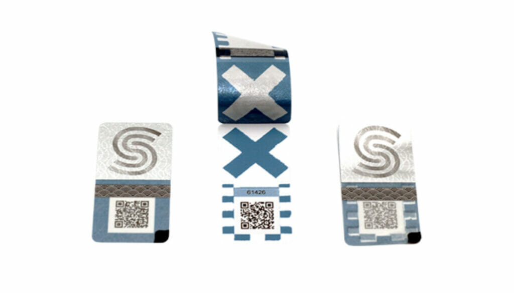 Bild von drei PaperVoid-Etiketten von Securikett